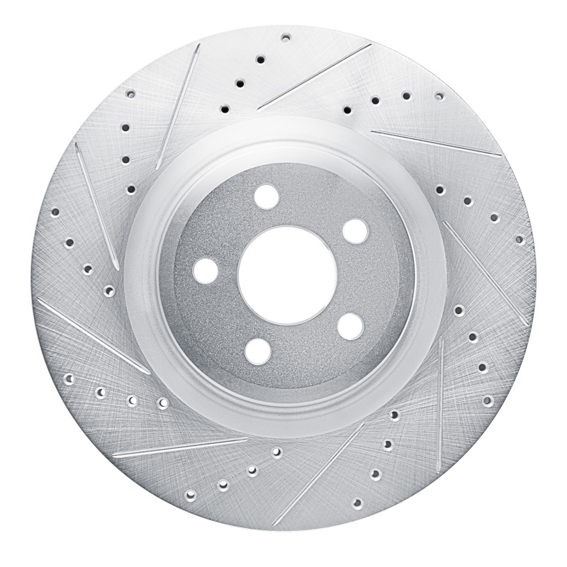 Ford Edge Brake Rotor (1) - Front Left - R1 Concepts - Drilled & Slotted - Silver - `19-`24